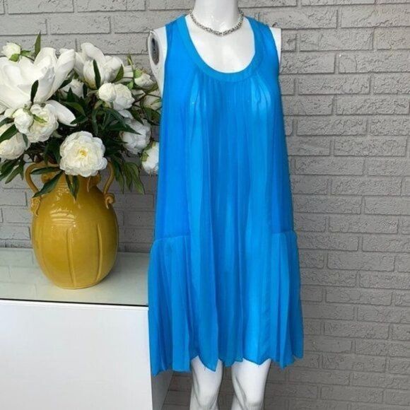 Anthropologie Aryn K Women Drop Waist Pleated Tank Halter Dress Size M - Picture 2 of 13